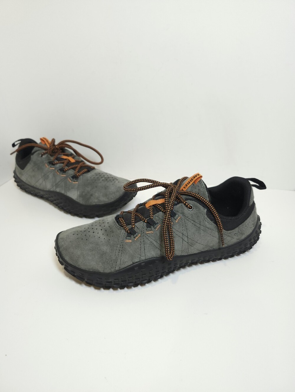 Merrell Wrapt Mens Barefoot Shoes Size 9 Granite Suede Quantum Grip Low Hiking